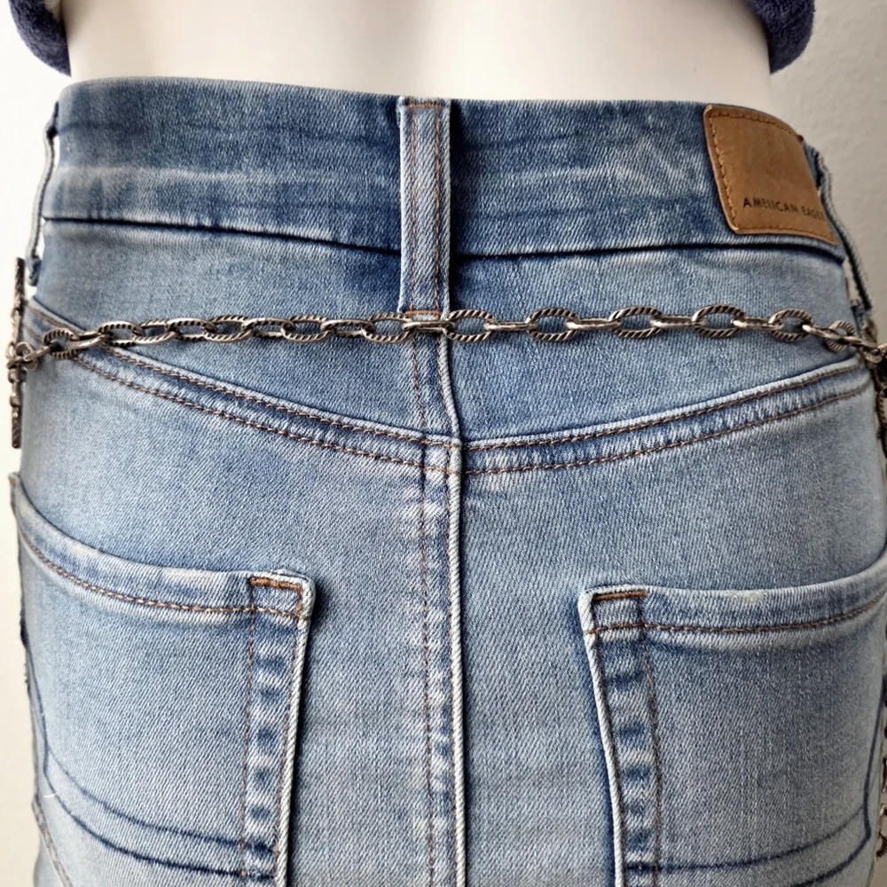 Chico's Wide Multi Chain Belt With Hammered Bronze Front Panels